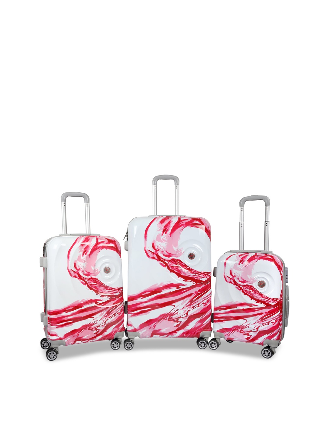 Polo Class White & Red Set of 3 Printed Hard Case Trolley Bags