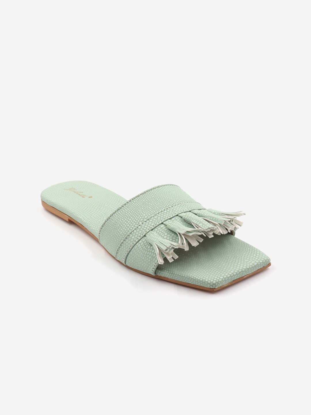 Gibelle Women Green Mules with Tassels Flats