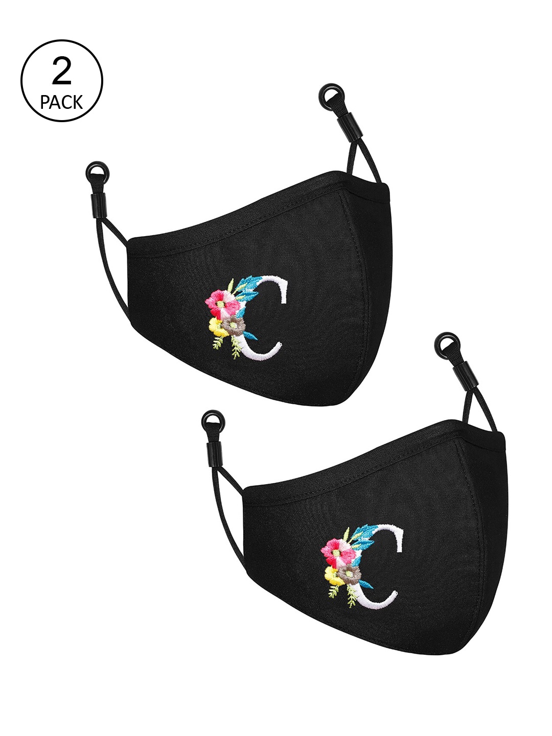 

CENWELL Unisex Pack Of 2 Black Solid 6-Ply Reusable Pure Cotton Cloth Masks