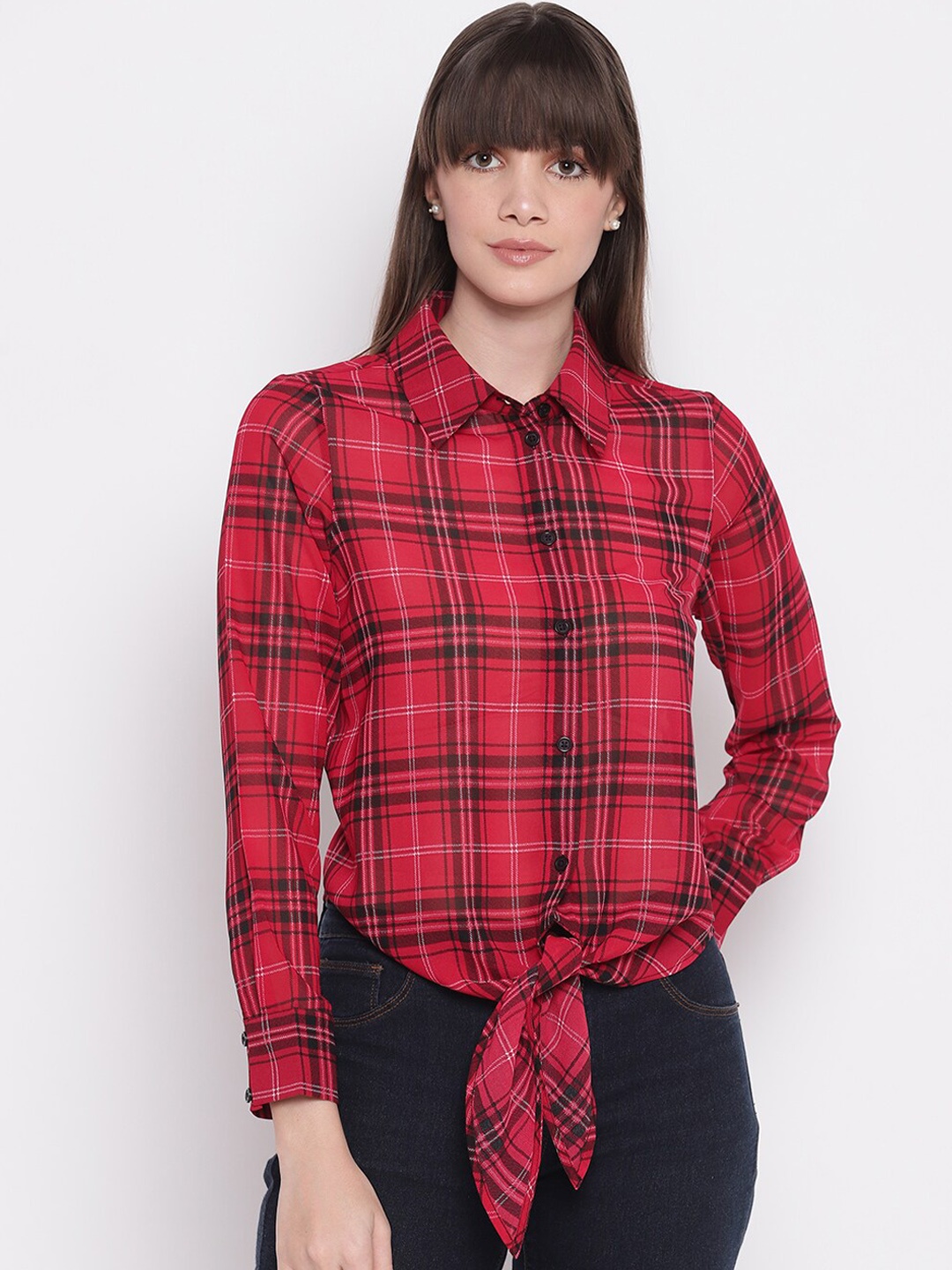 

sandy AND ritz Women Red Tartan Checks Checked Casual Shirt