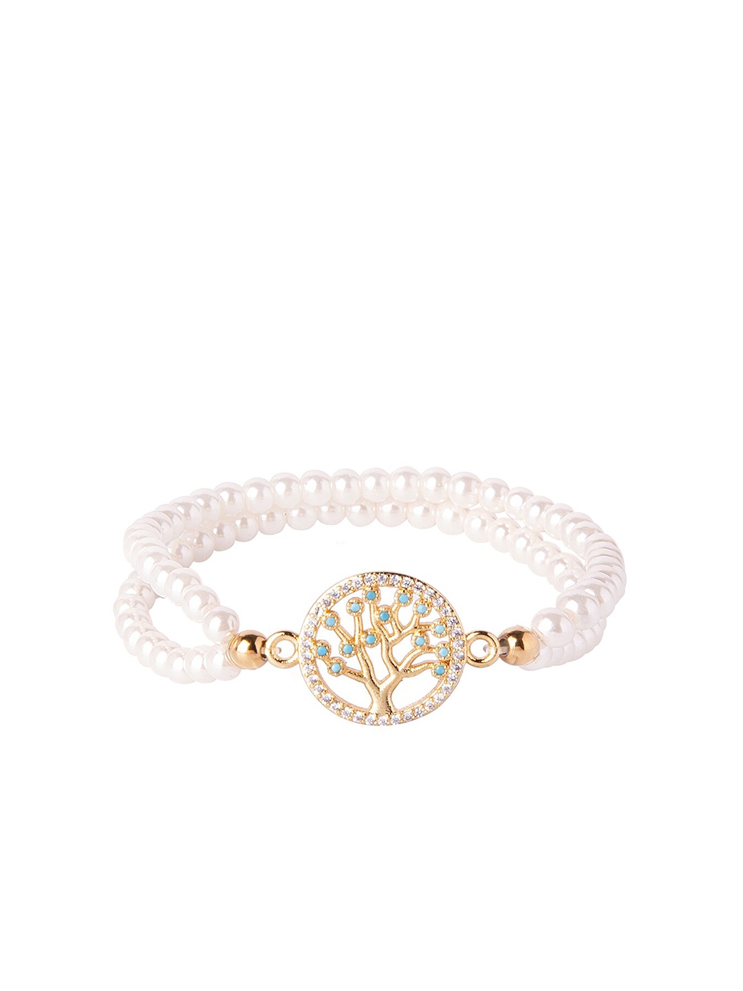 

Moon Dust Women White Brass Cubic Zirconia Gold-Plated Charm Bracelet