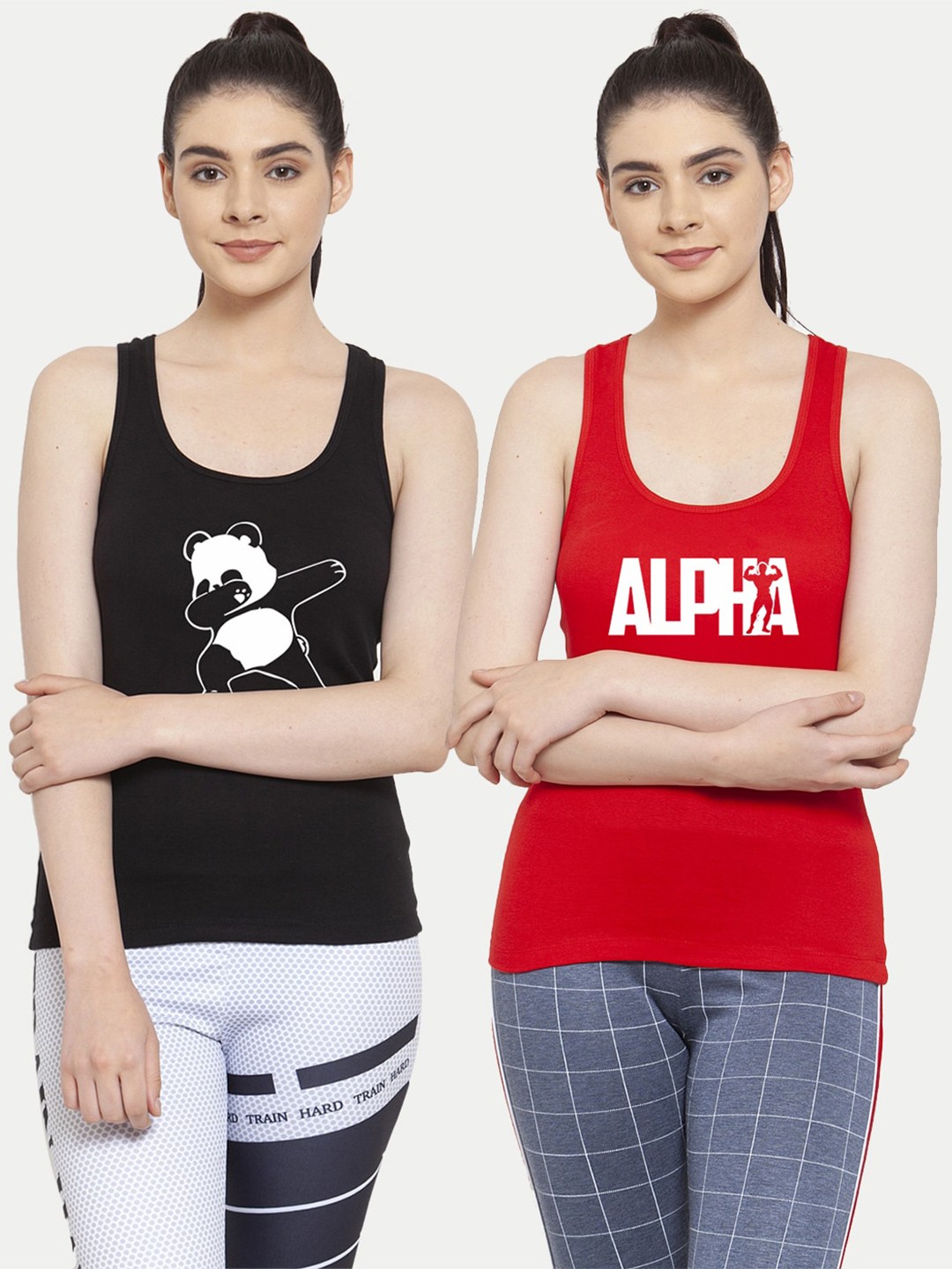 

Friskers Black & Red Pack of 2 Printed Tank Top