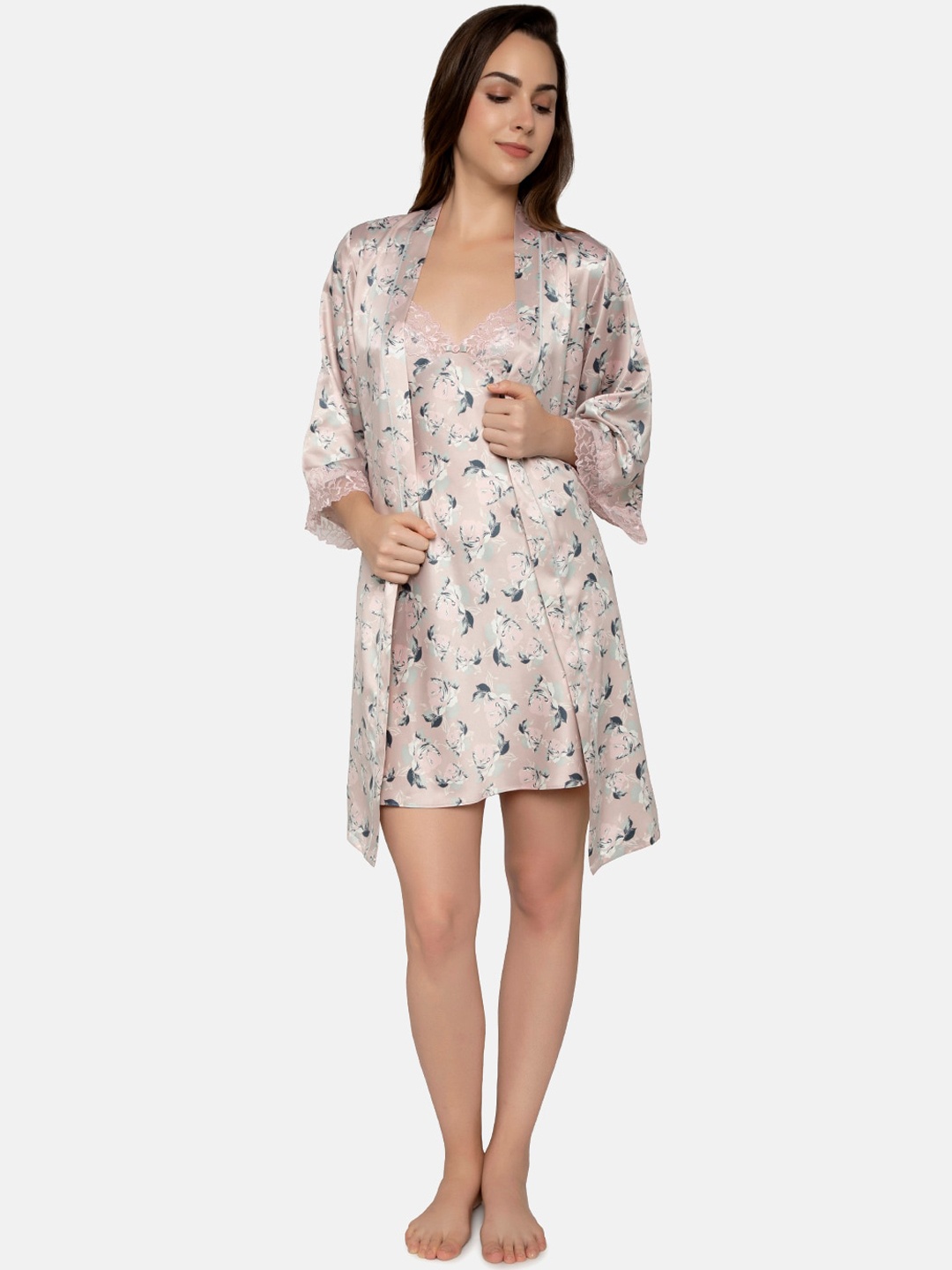 Triumph Aqua Rosie Soft 3/4th Sleeve Robe, Pink