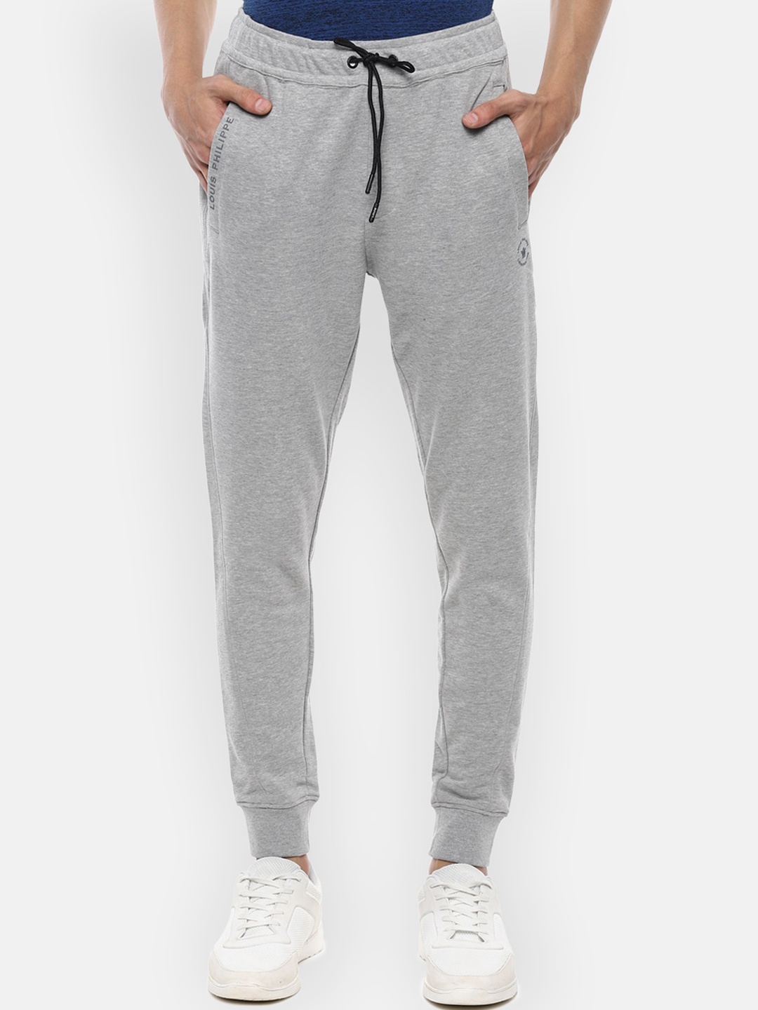 

Louis Philippe ATHPLAY Men Grey Melange Solid Slim-Fit Joggers
