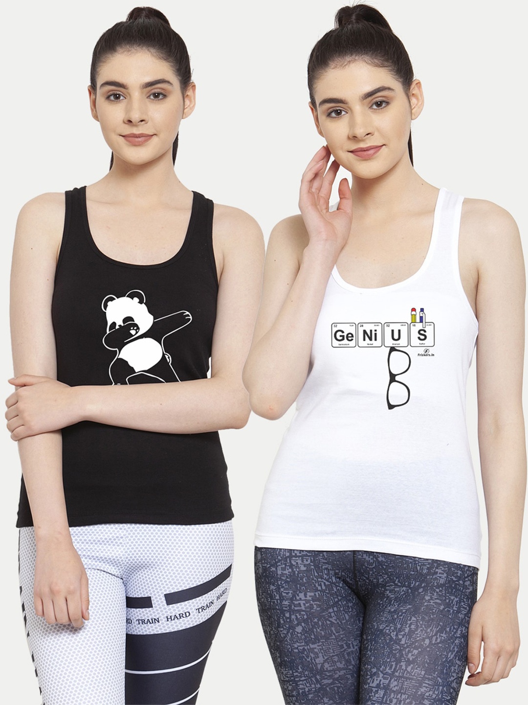Friskers Black & White Pack of 2 Printed Tank Top