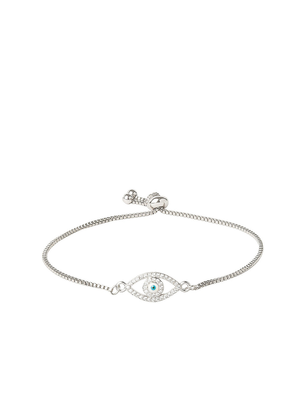 

Moon Dust Women Silver-Toned & Blue Brass American Diamond Silver-Plated Charm Bracelet