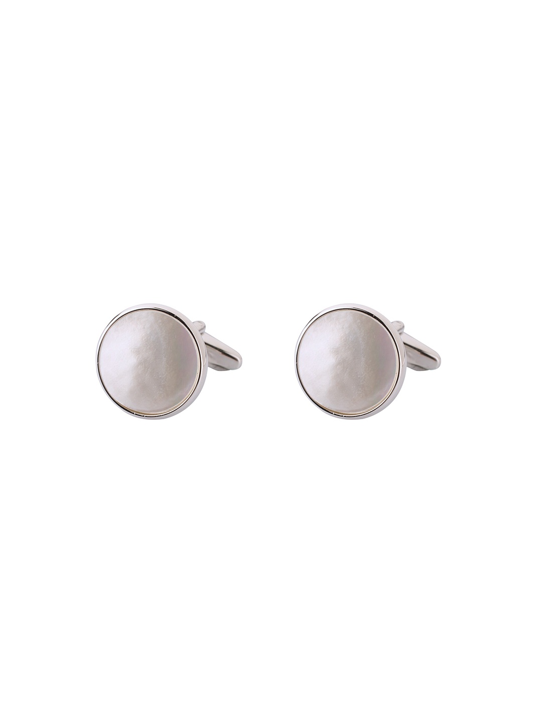 

The Tie Hub Men White & Silver-Toned Cufflink
