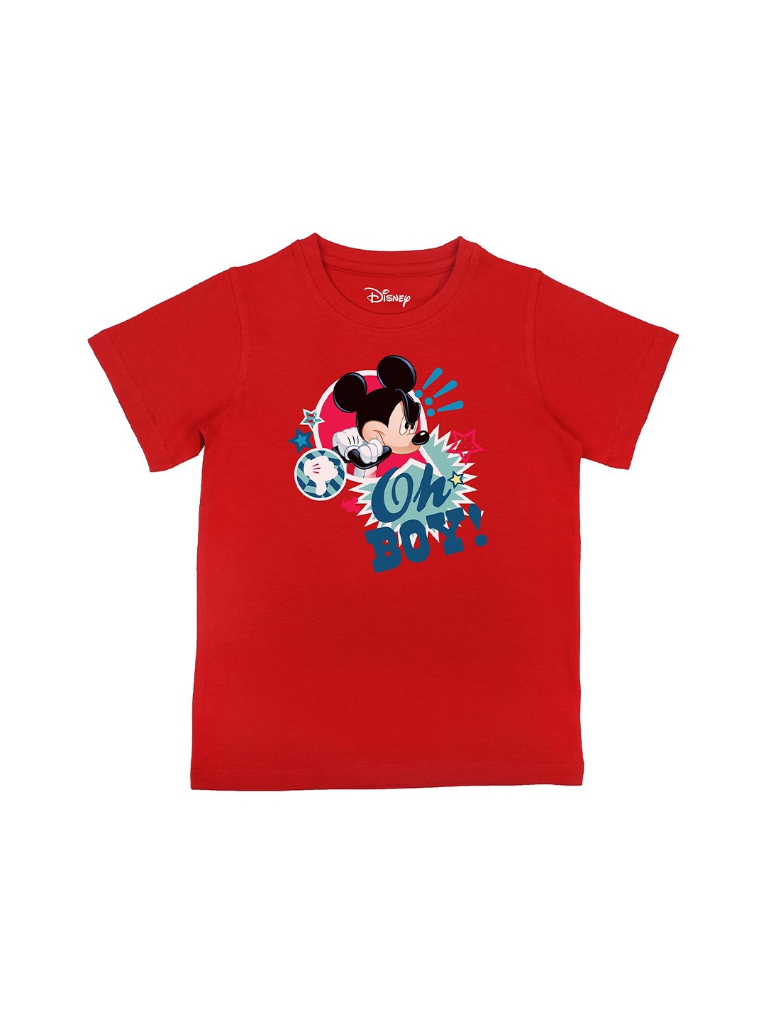

Disney by Wear Your Mind Boys Red Mickey Mouse Printed Cotton Pure Cotton T-shirt