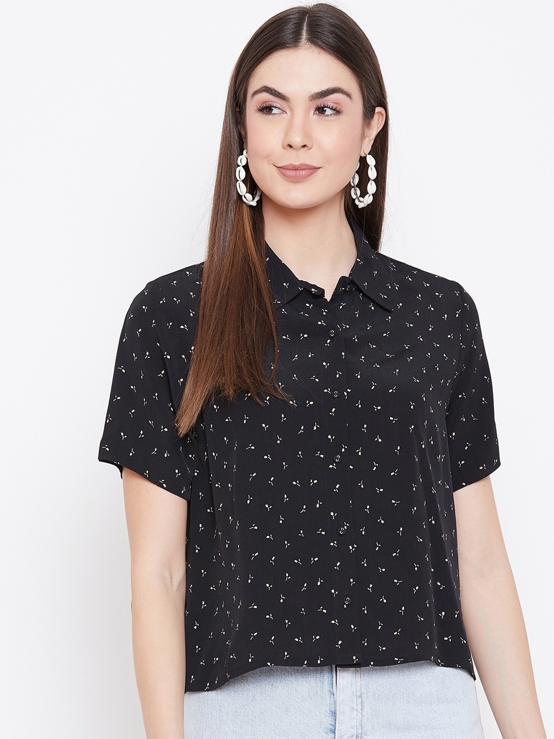 

sandy AND ritz Women Black Printed Casual Shirt