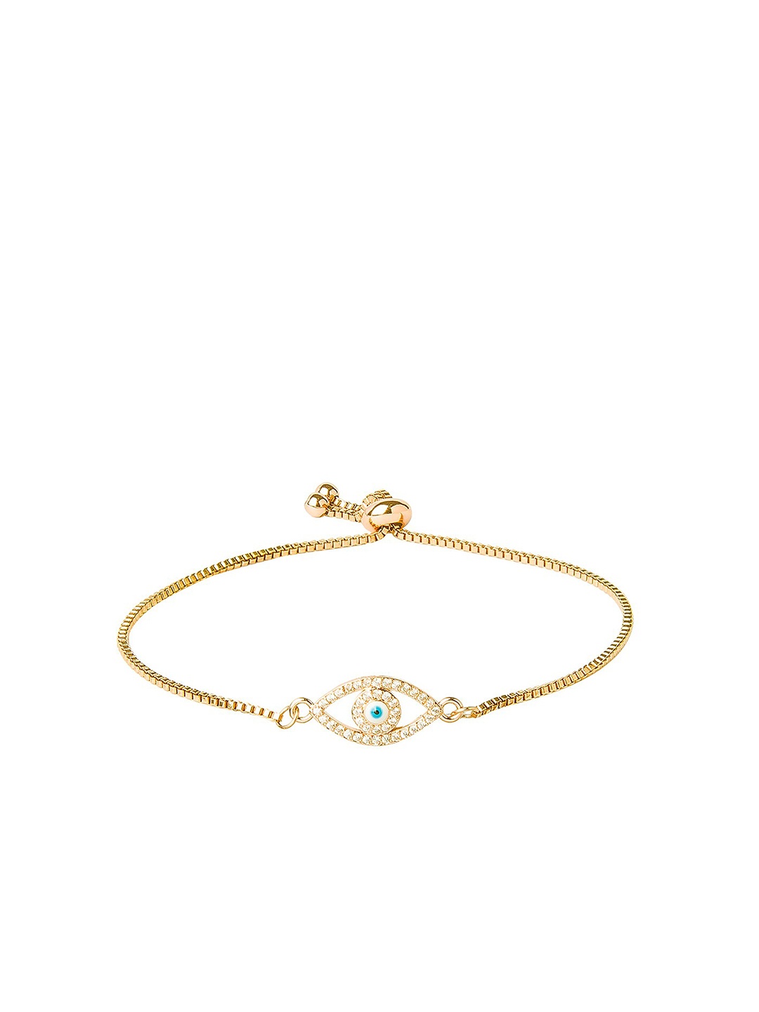 

Moon Dust Women Gold-Toned & Green Brass American Diamond Gold-Plated Charm Bracelet