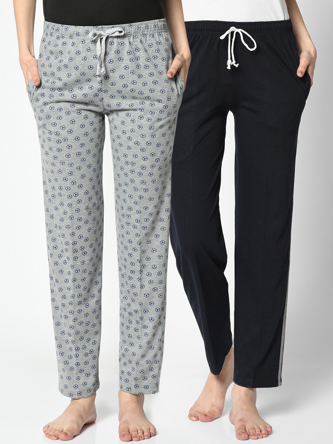 

VIMAL JONNEY Women Pack Of 2 Printed Lounge Pants, Navy blue