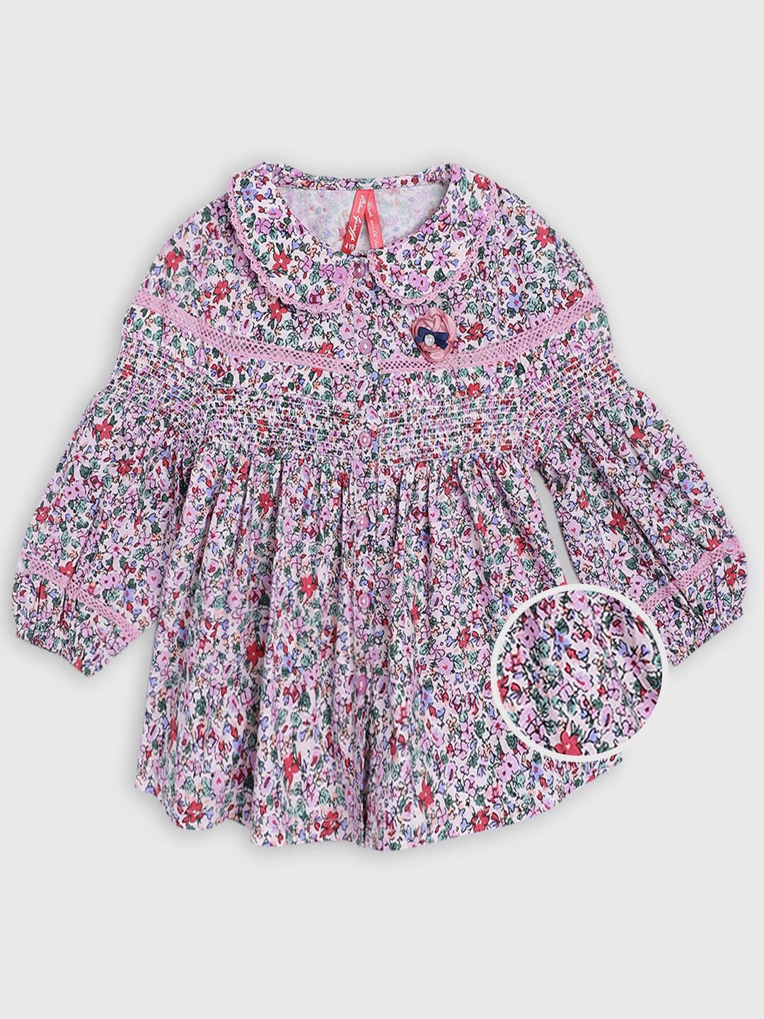 

Blue Giraffe Pink Floral Tie-Up Neck Empire Top