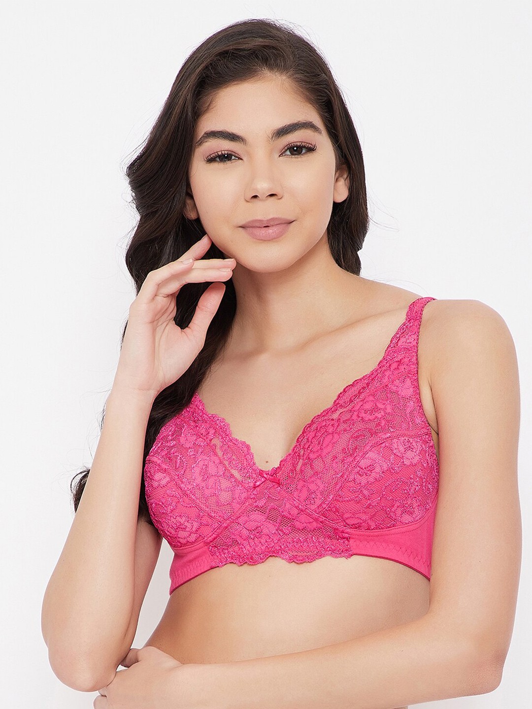 

Clovia Magenta Floral Cotton Everyday Bra Full Coverage BR2191P1436E