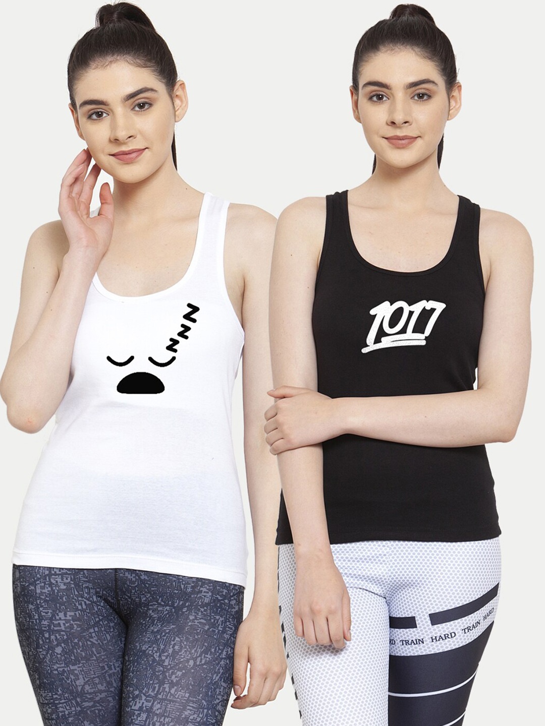 

Friskers Pack Of 2 White & Black Tank Top