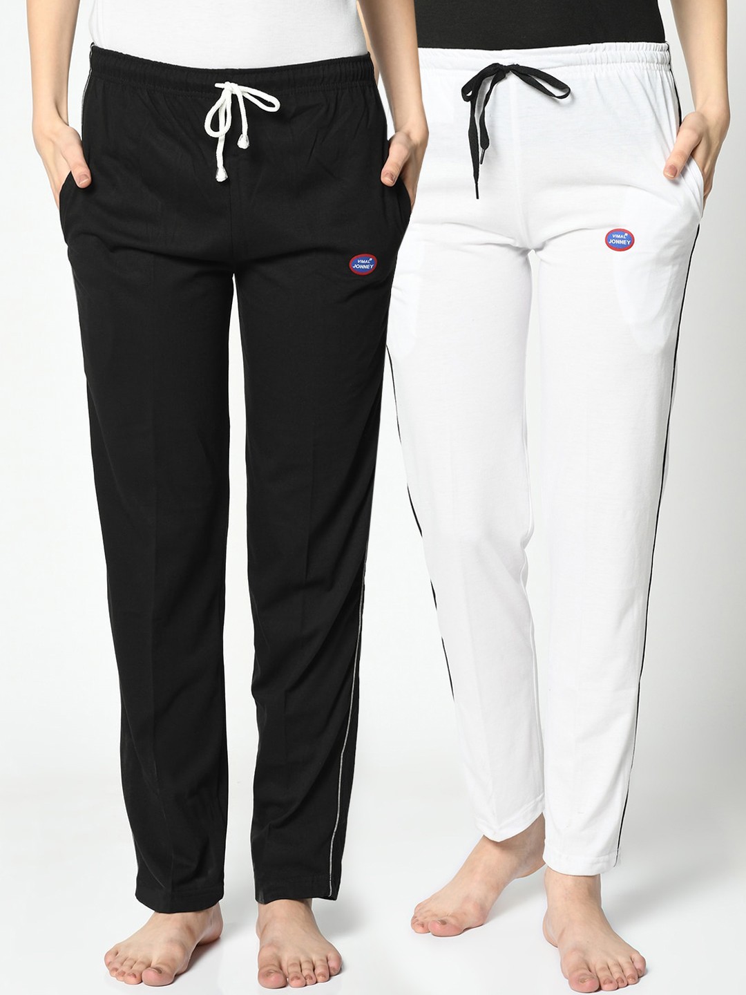 

VIMAL JONNEY Women Pack Of 2 Solid Lounge Pants, Black