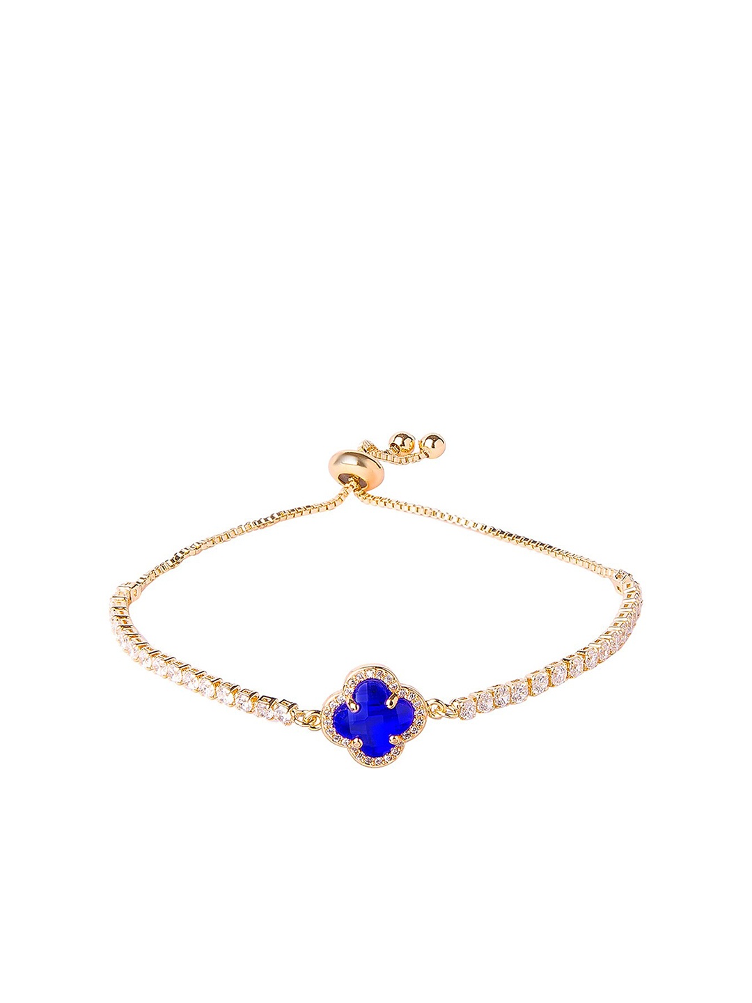 

Moon Dust Women Gold-Toned & Blue Brass Cubic Zirconia Gold-Plated Charm Bracelet