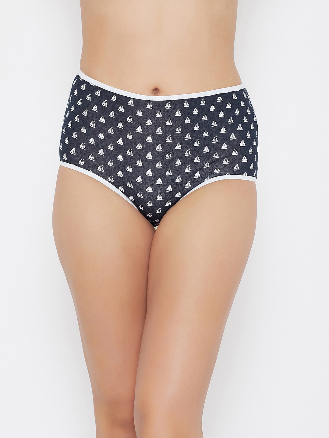 

Clovia Women Navy Blue & White Geometric Printed Cotton Hipster Briefs PN3221Z08