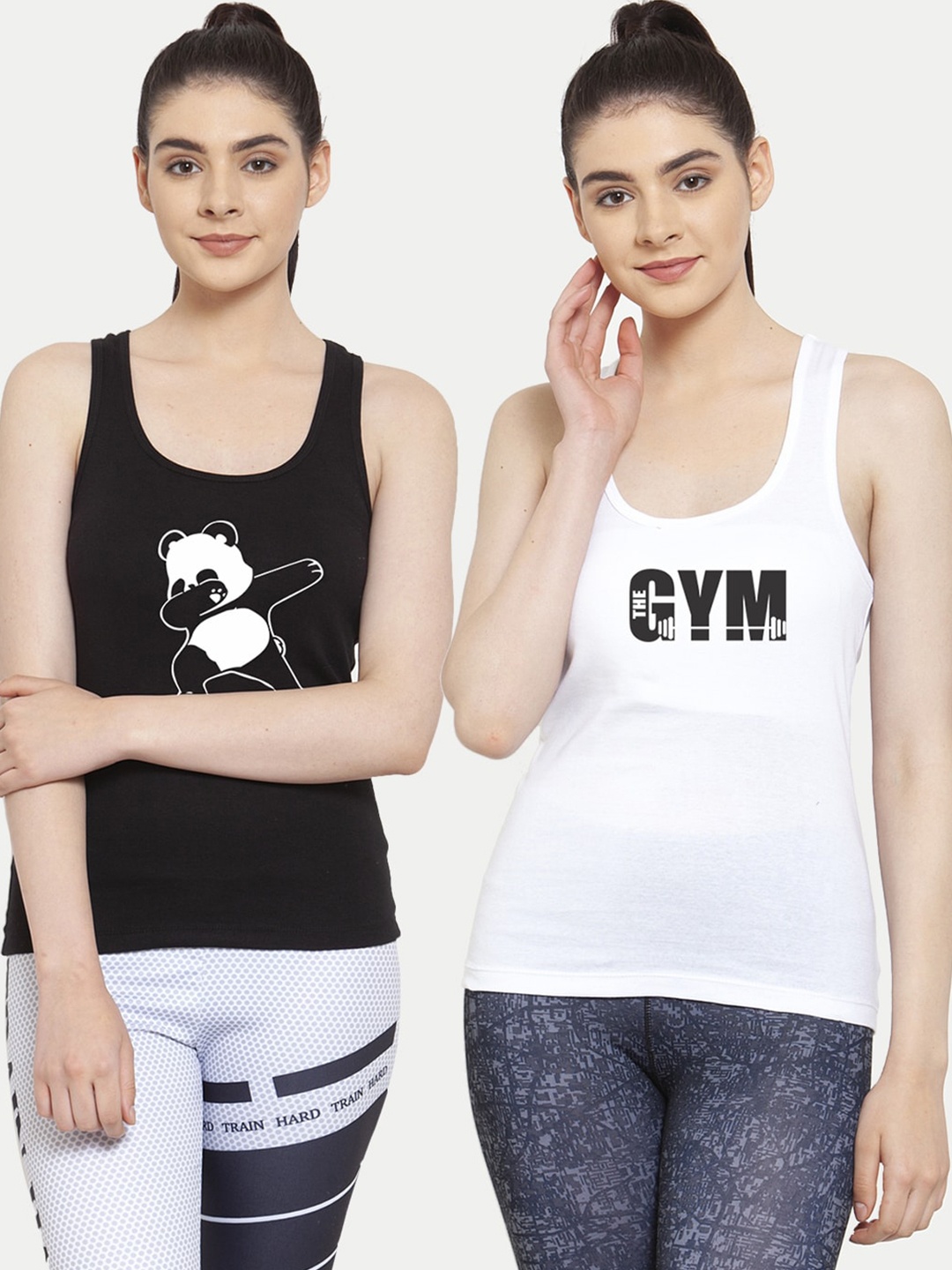 

Friskers Black Pack of 2 Printed Tank Top