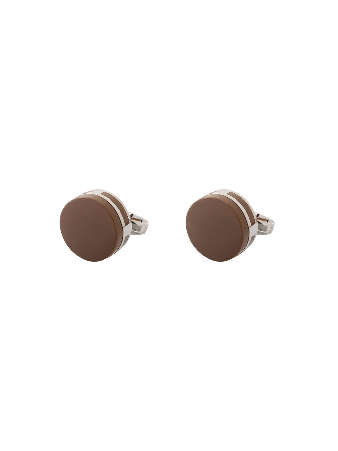 

The Tie Hub Silver-Toned & Brown Cufflink