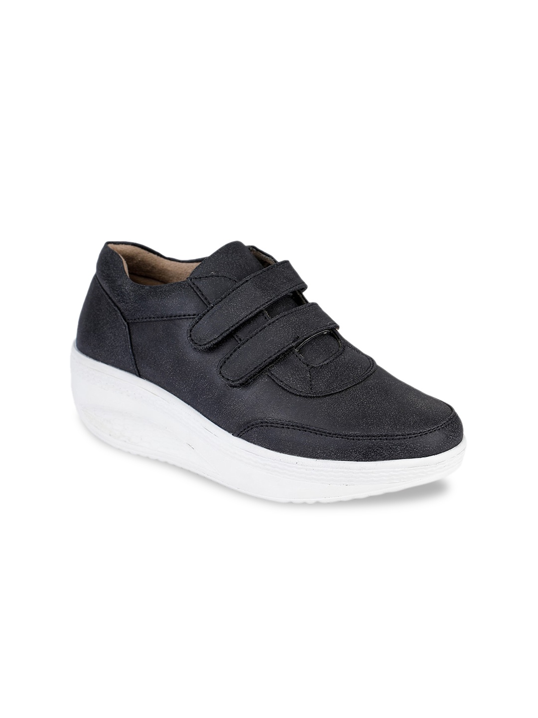 VALIOSAA Women Black Slip-On Sneakers