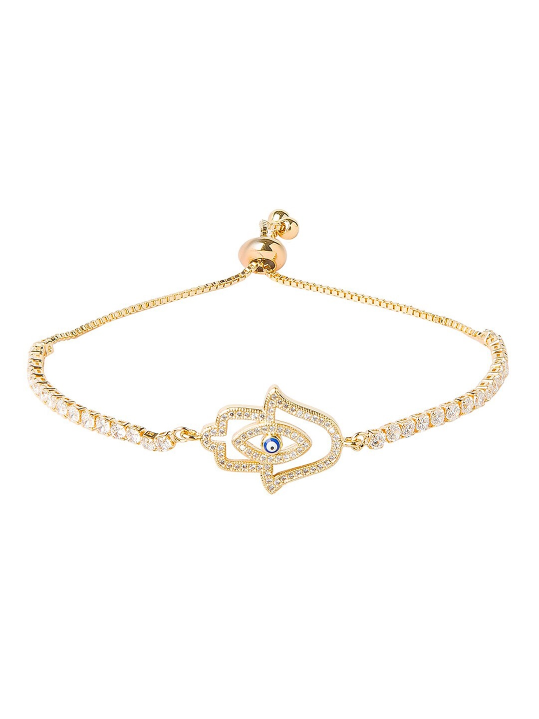 

Moon Dust Women Gold-Toned & Transparent Brass Cubic Zirconia Gold-Plated Charm Bracelet