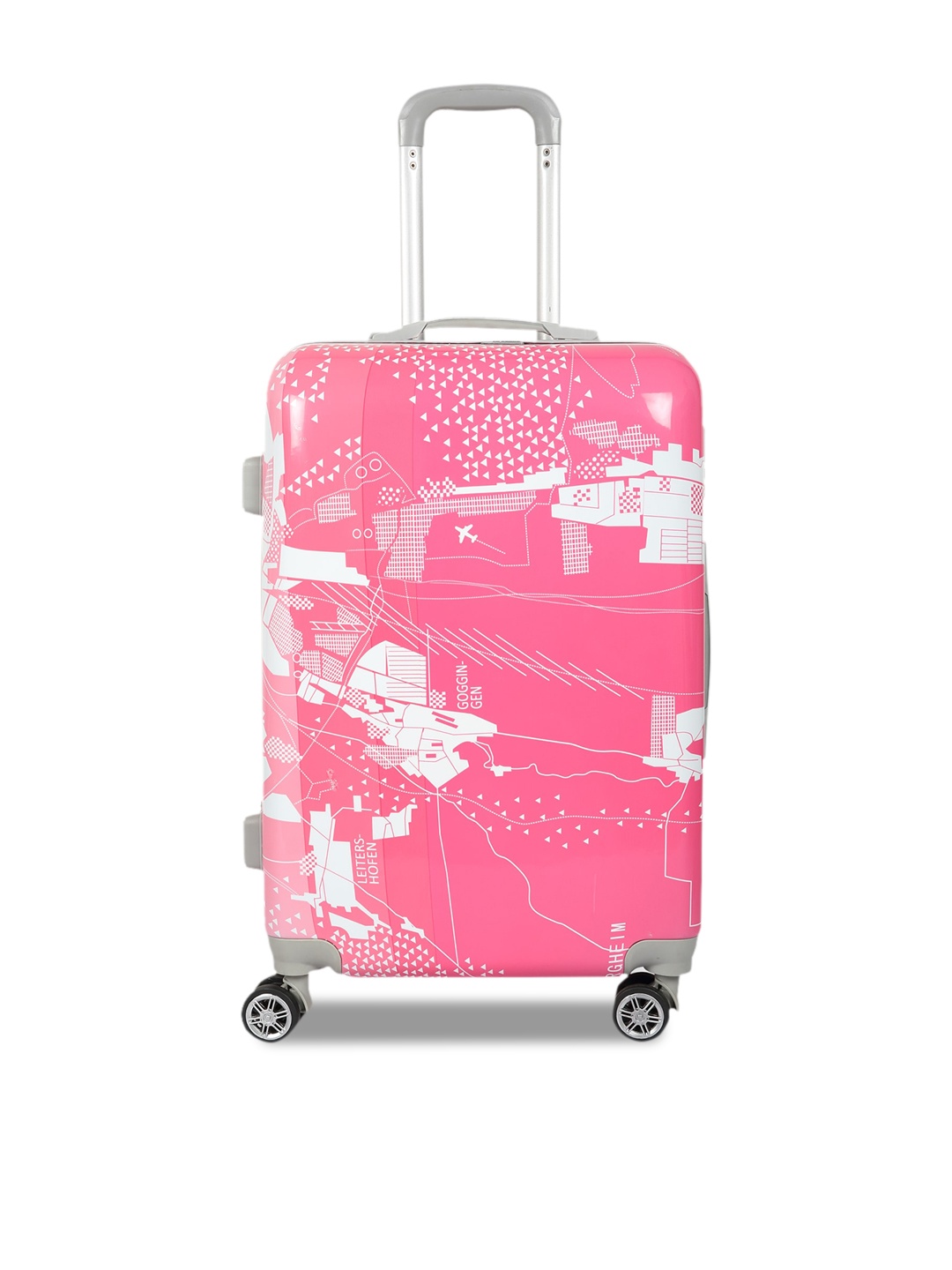Polo Class Printed Hard-Sided Medium Trolley Suitcase, Pink