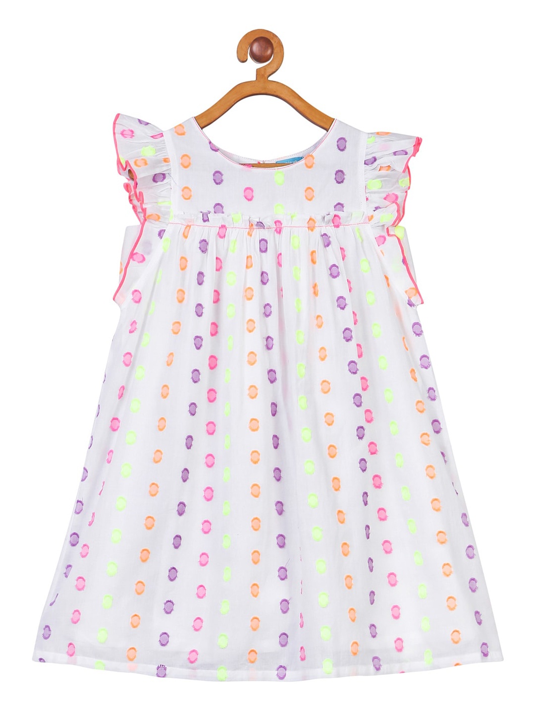 

Miyo Girls White & Pink A-Line Dress
