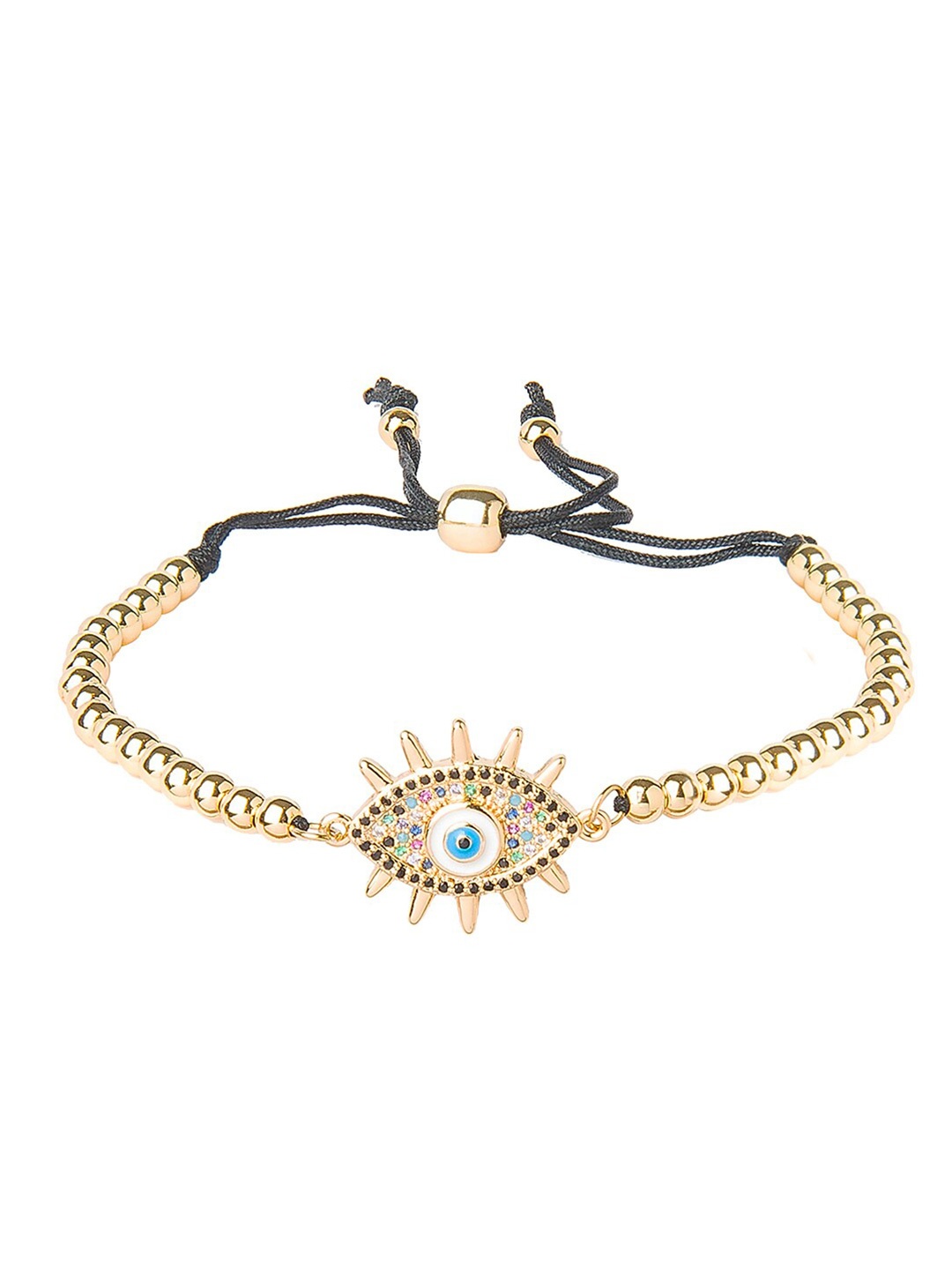 

Moon Dust Women Gold-Toned & Blue Brass American Diamond Gold-Plated Charm Bracelet