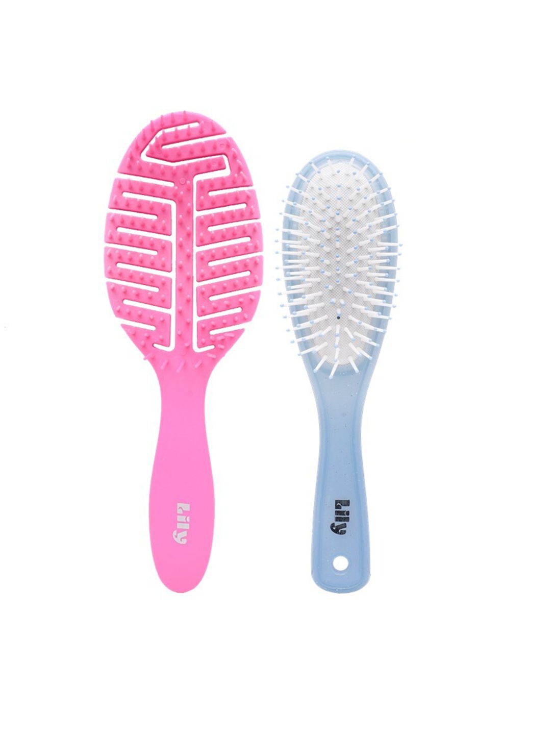 

LILY Set of 2 Soft Bristle Detangling Oval Hair Brush, Multi