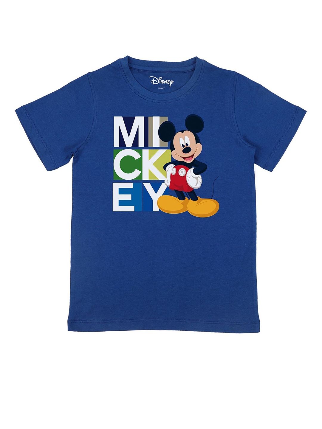 Disney by Wear Your Mind Boys Blue Mickey Mouse Printed Cotton Pure Cotton T-shirt
