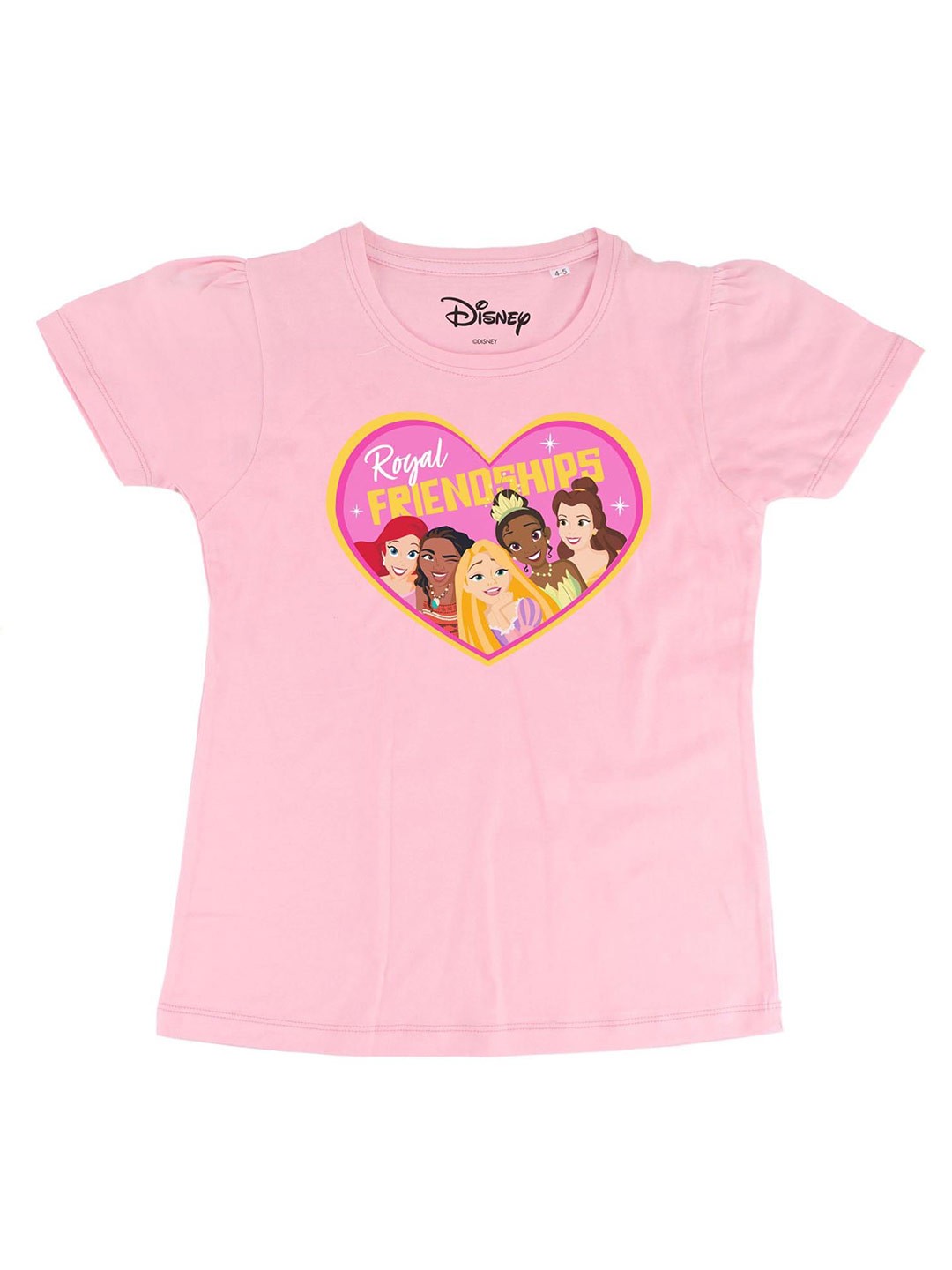Disney by Wear Your Mind Pink Princess Printed Cotton Regular Top