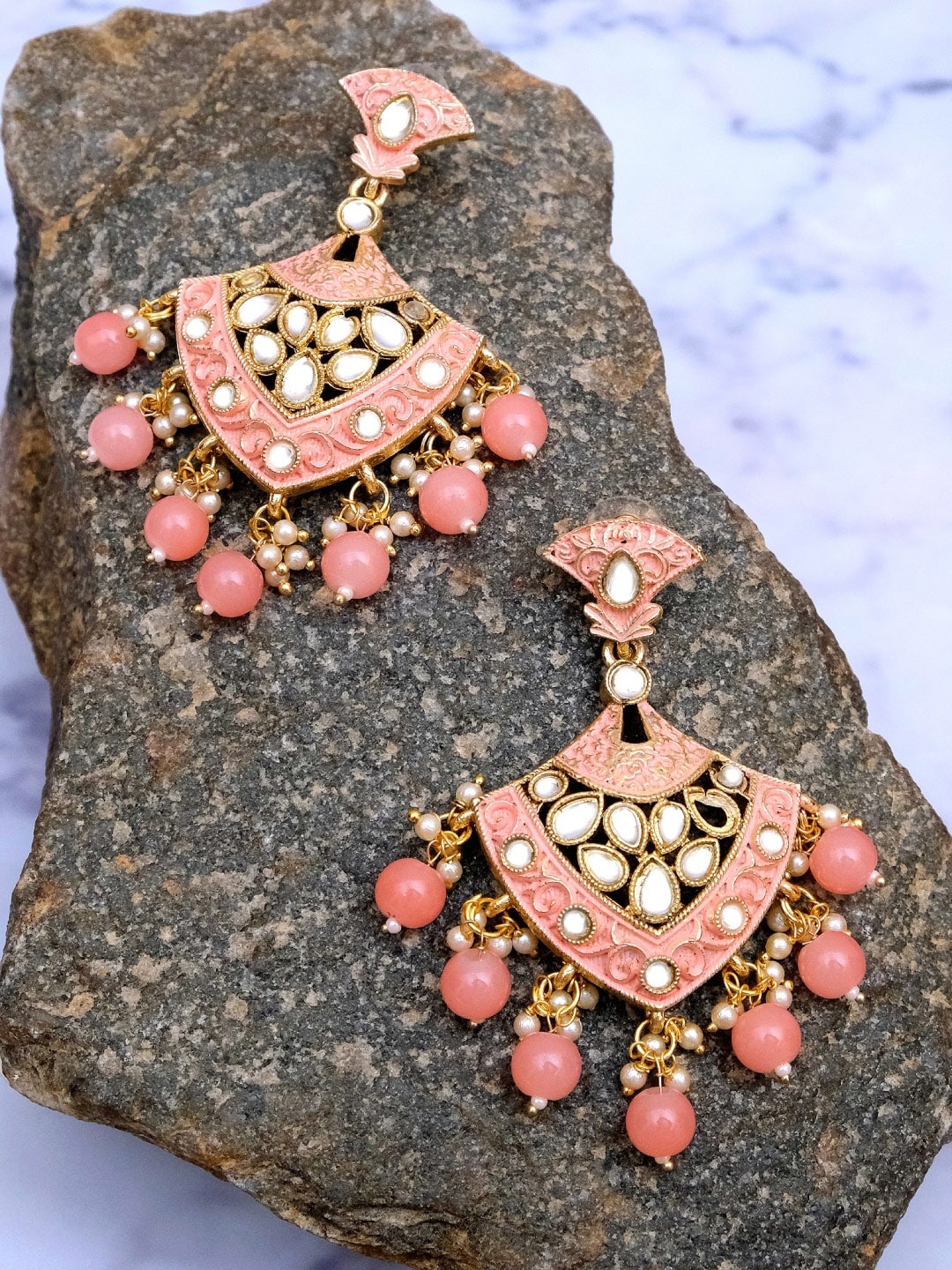 

Crunchy Fashion Gold-Toned Contemporary Chandbalis Earrings