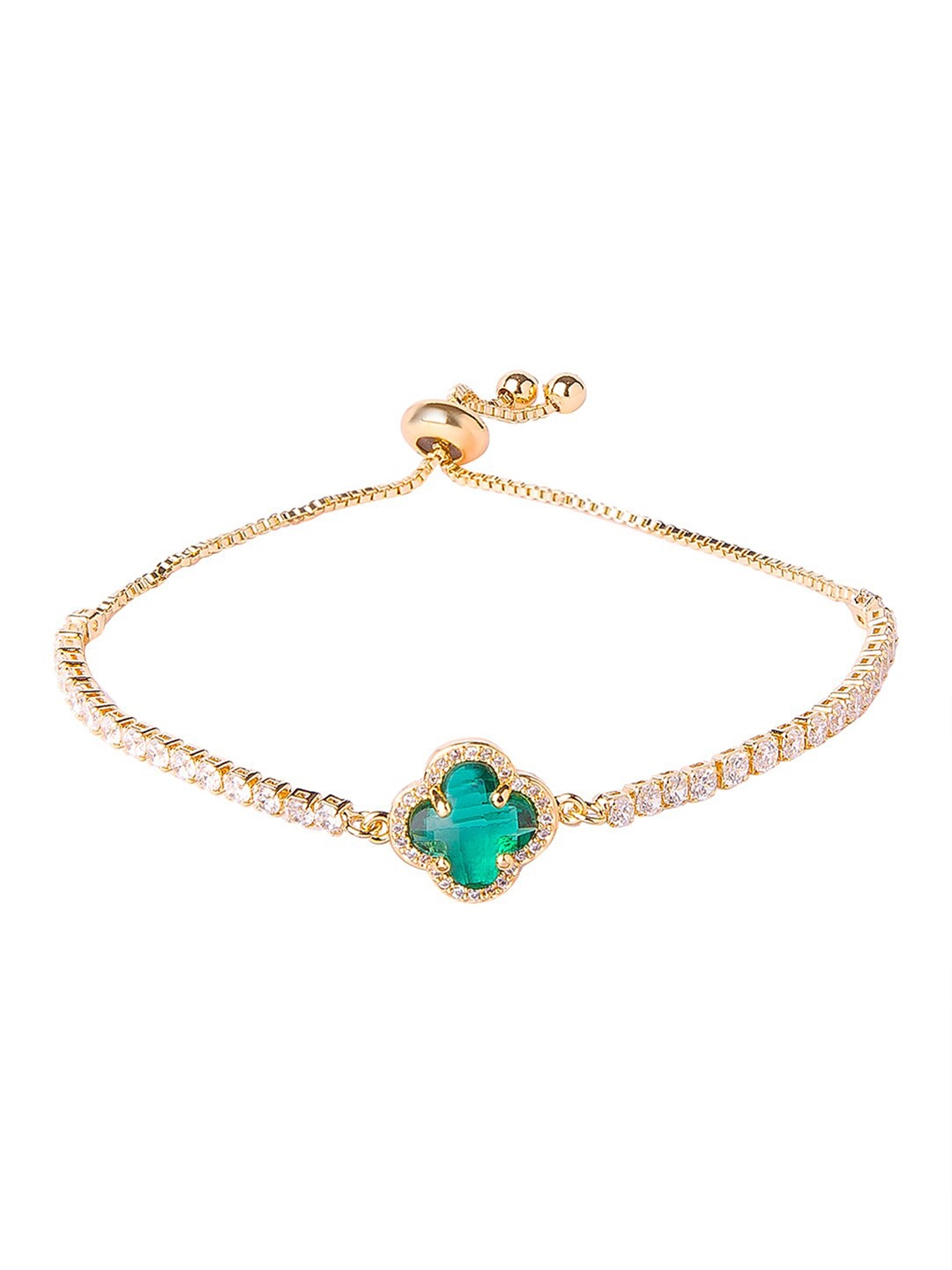 

Moon Dust Women White Brass Cubic Zirconia Gold-Plated Charm Bracelet