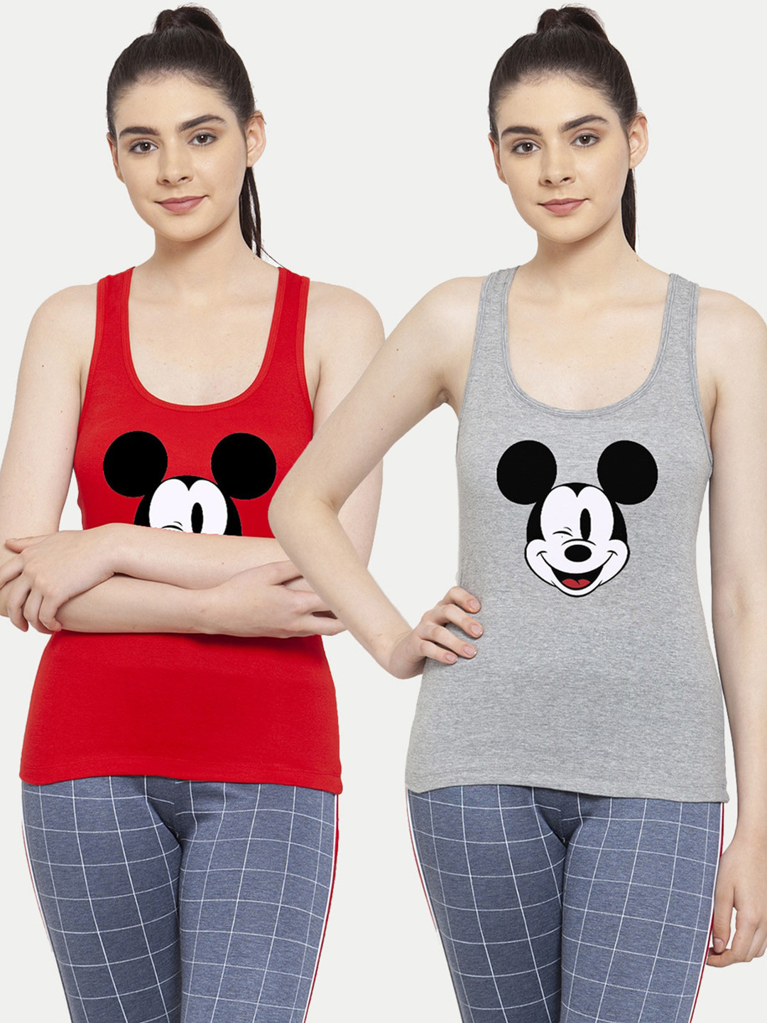 

Friskers Set of 2 Red & Grey Mickey Mouse Featured Tank Top