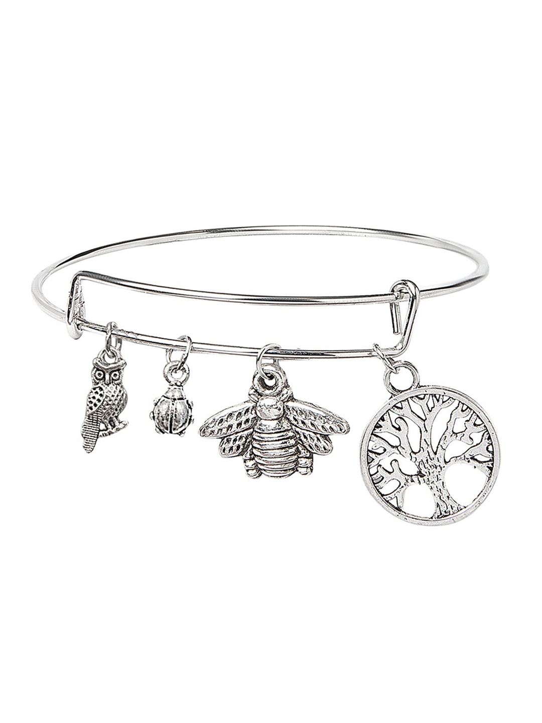 

Moon Dust Women Silver-Toned Brass Silver-Plated Bangle-Style Bracelet