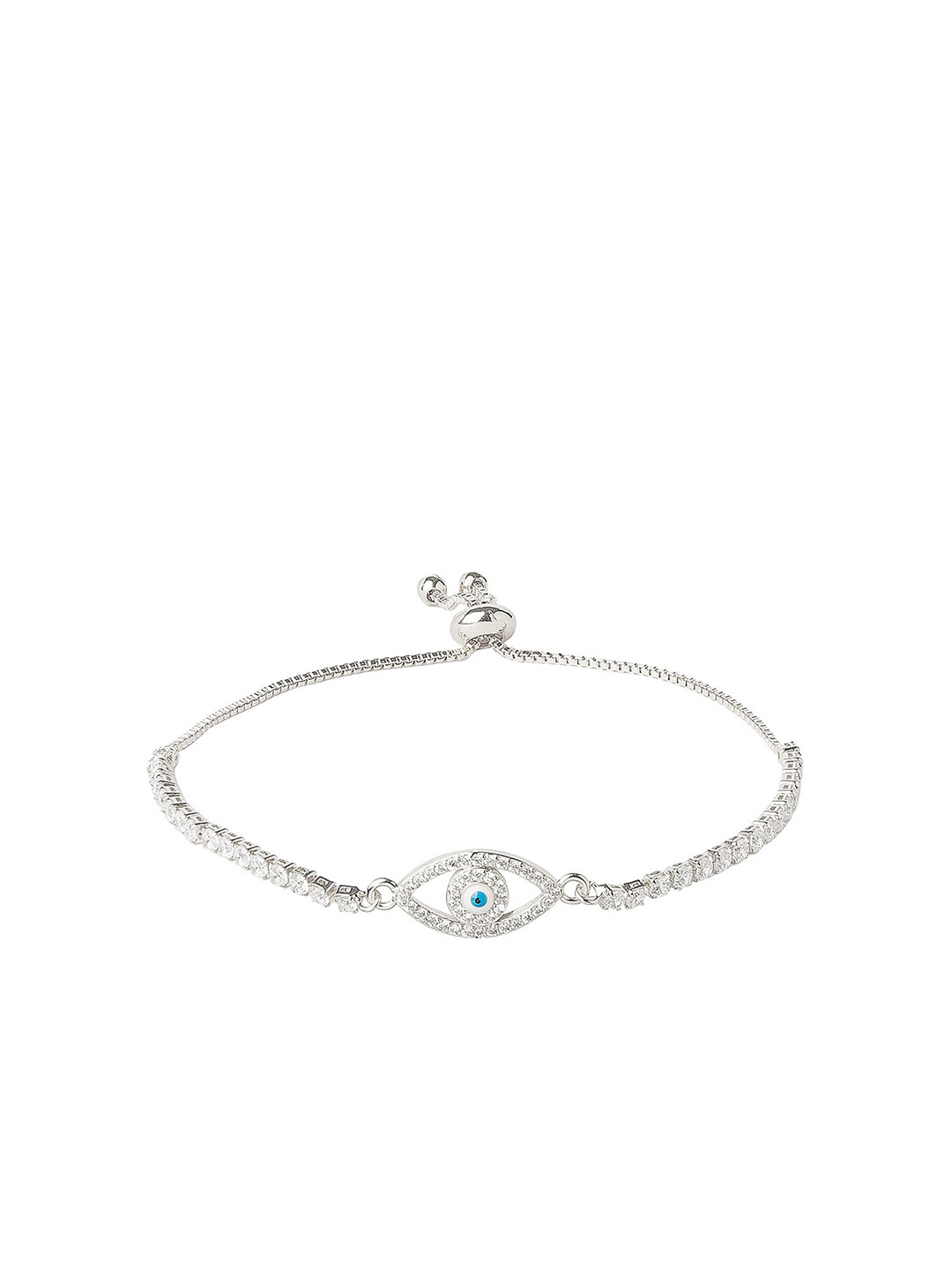 

Moon Dust Women Silver-Toned Brass American Diamond Silver-Plated Charm Bracelet
