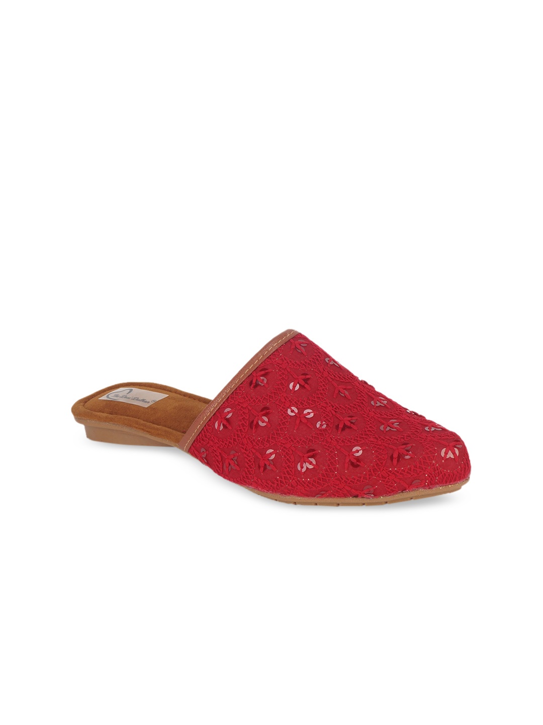 

The Desi Dulhan Women Maroon Embellished Mules Flats