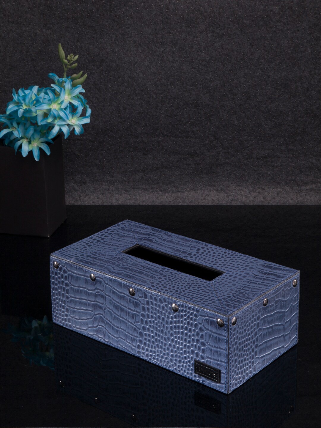

IMUR Blue Textured Leather Tissue Box