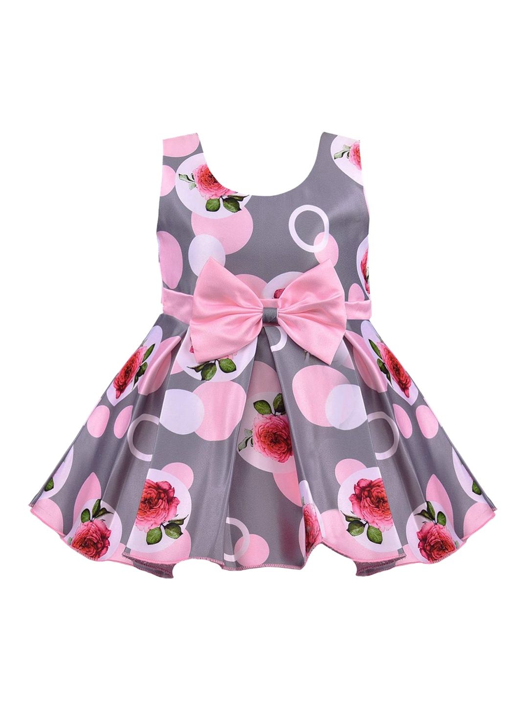 

Wish Karo Grey & Pink Floral Satin Dress