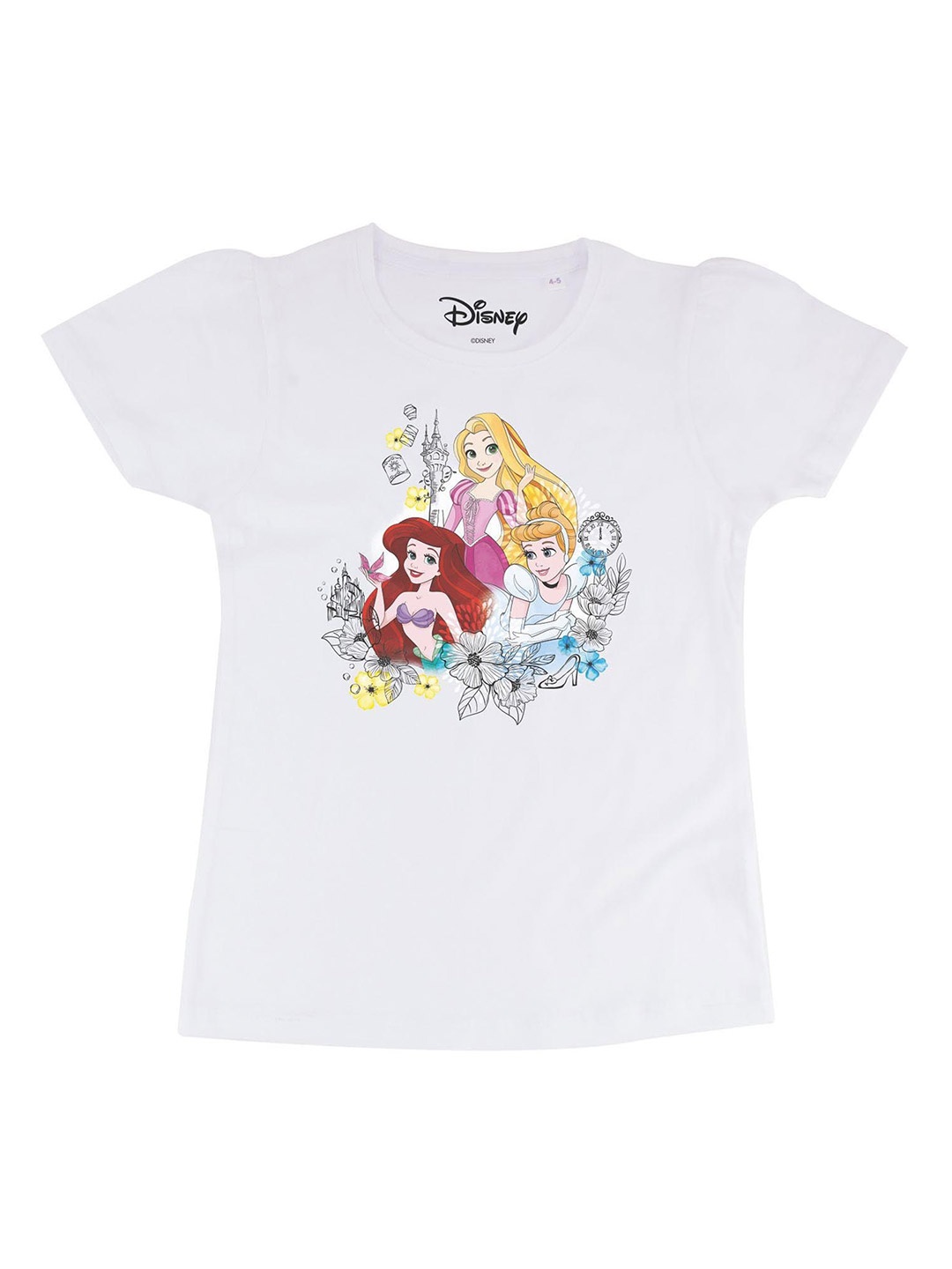 Disney by Wear Your Mind White Puff Sleeve Regular Top