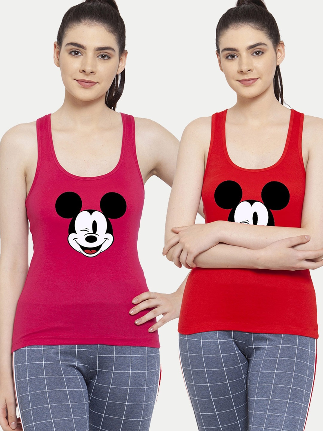 

Friskers Red & Pink Pack of 2 Printed Tank Top