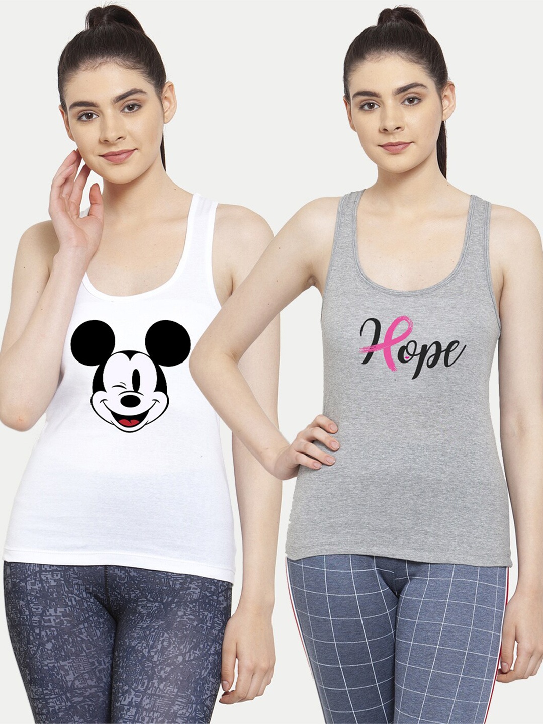 

Friskers Pack of 2 Printed Tank Tops, White