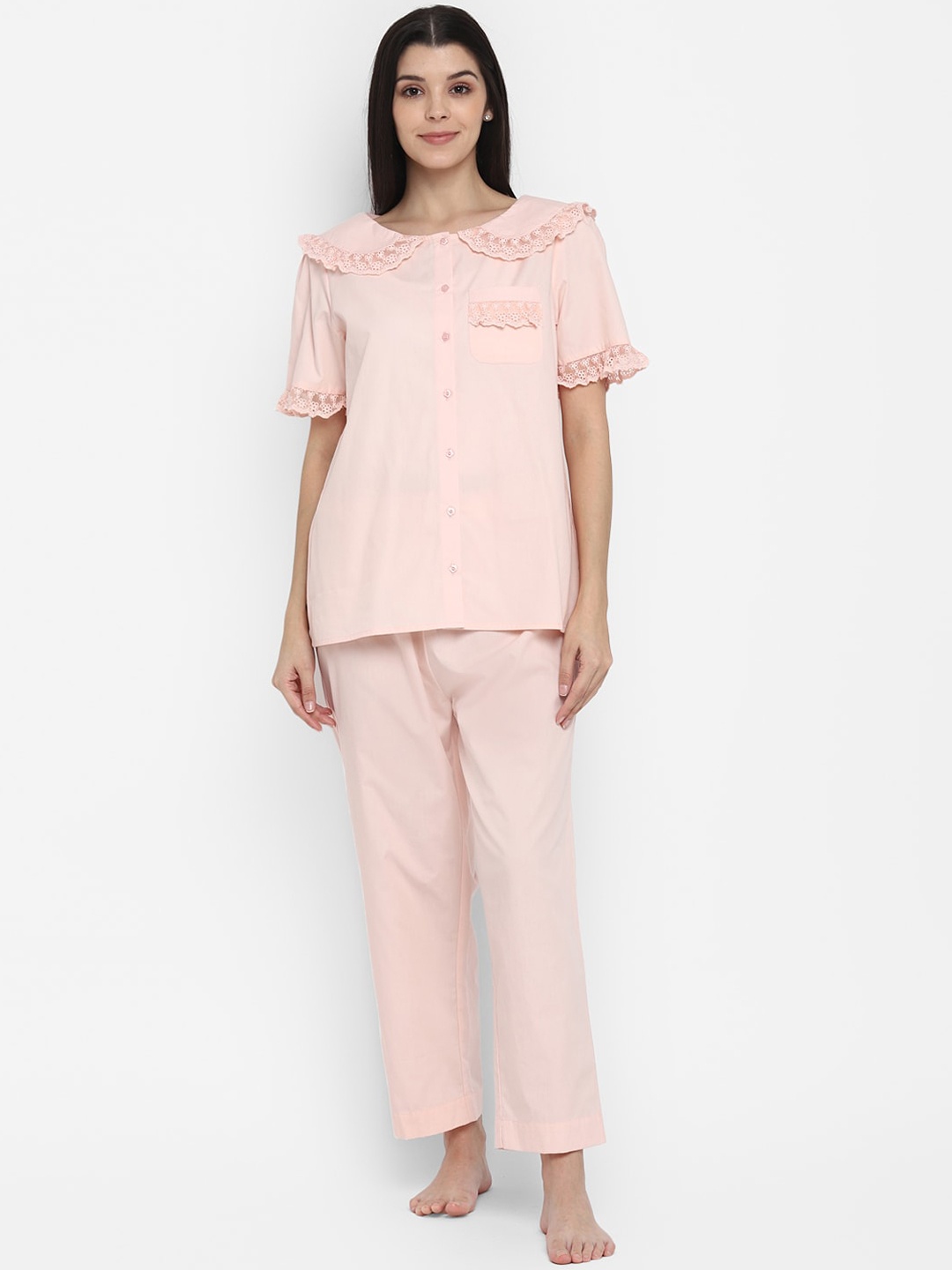 

BLANC9 Women Pink Cotton Night suit