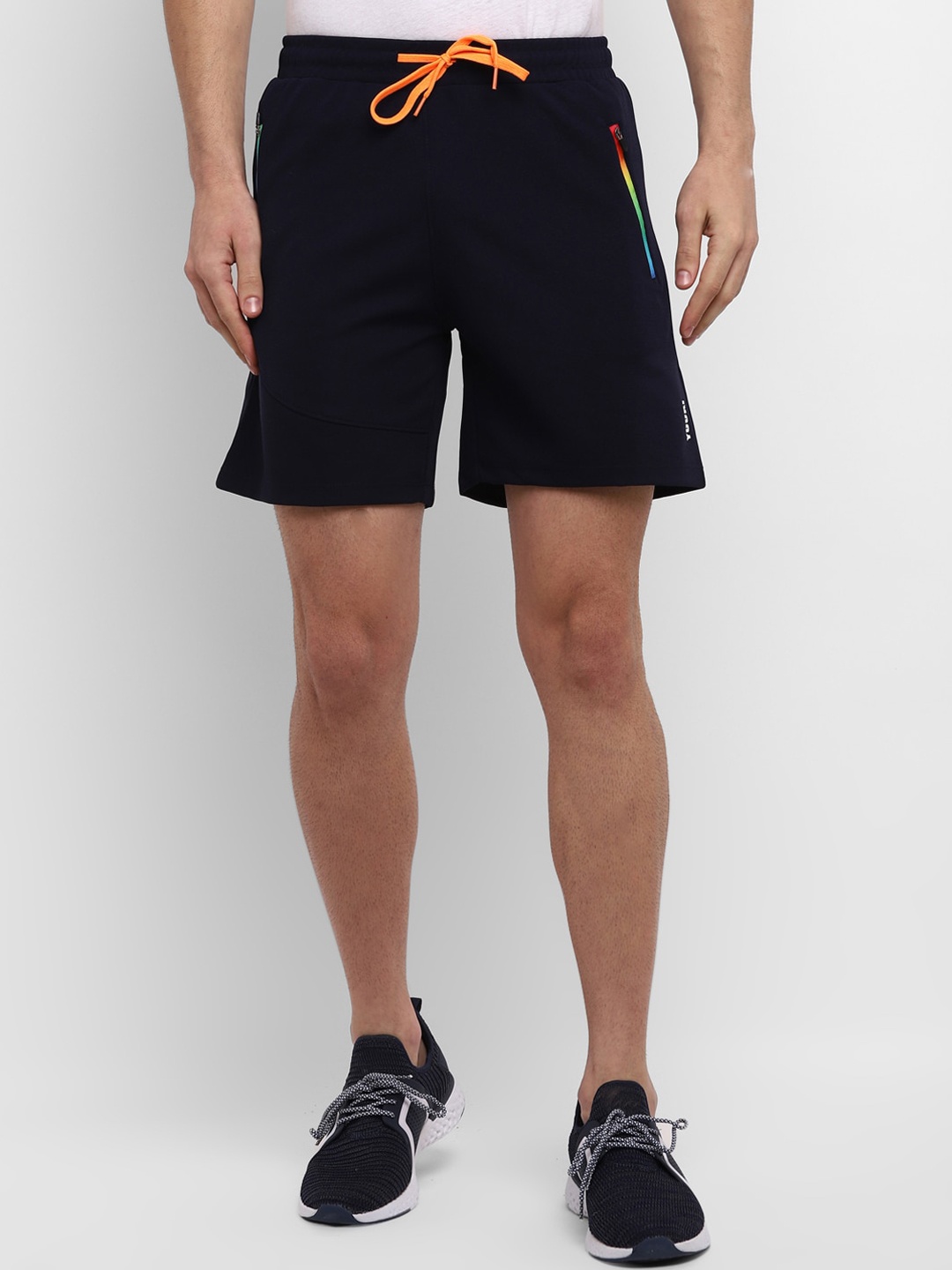 

Yuuki Men Navy Blue Poly Rainbow Mid-Rise Running Shorts