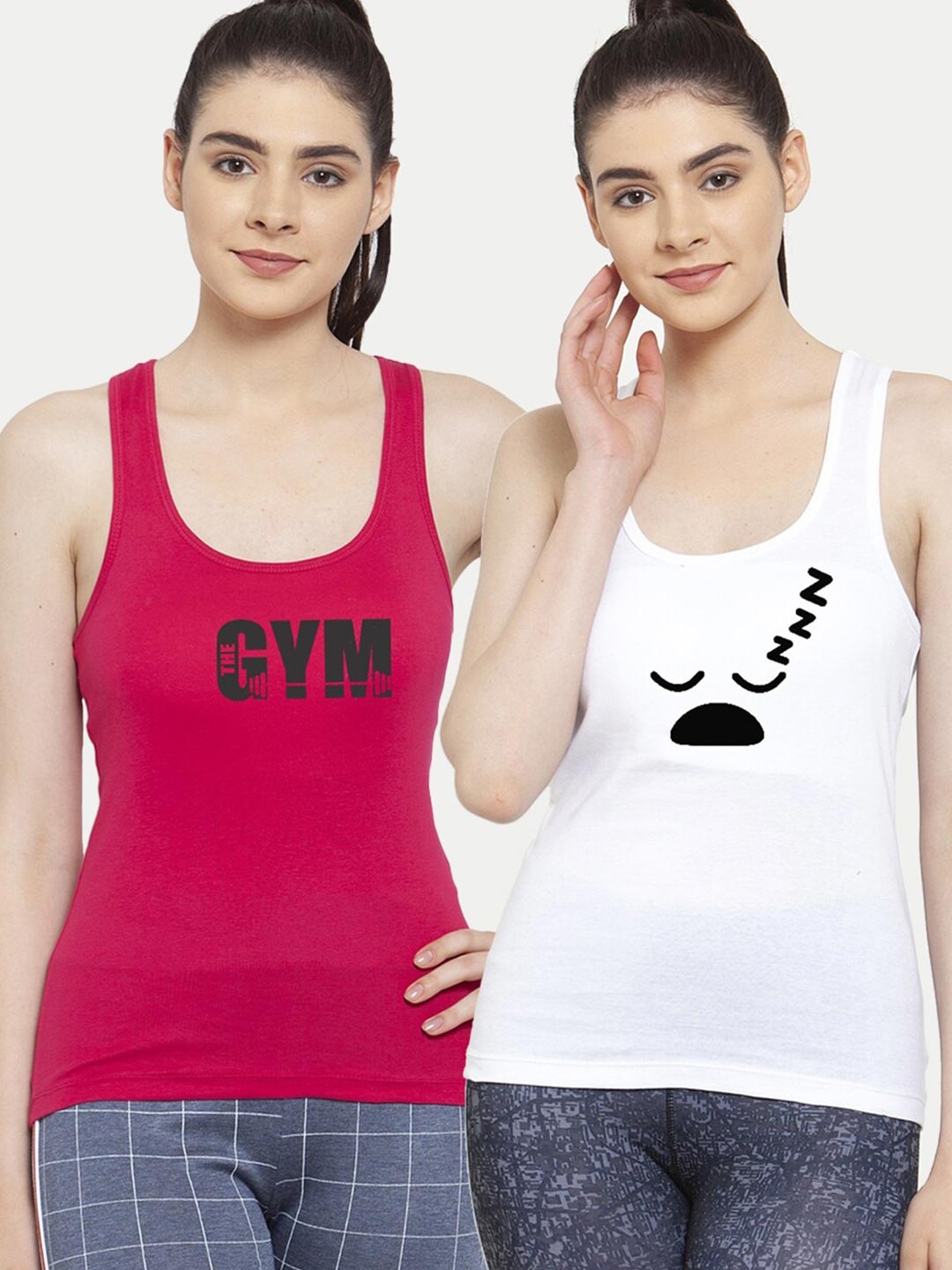 

Friskers White & Pink Set of 2 Tank Top