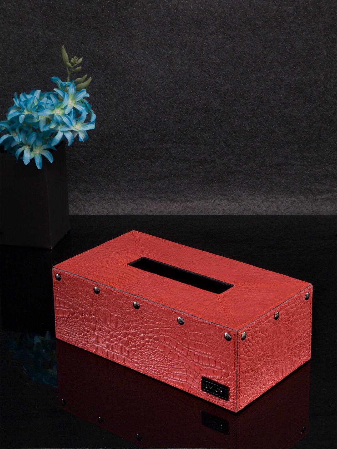 

IMUR Red Textured Leather Tissue Box