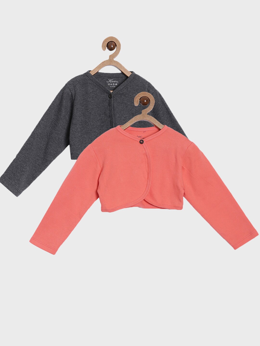 

Kryptic Girls Charcoal & Peach-Coloured Pack of 2 Shrug