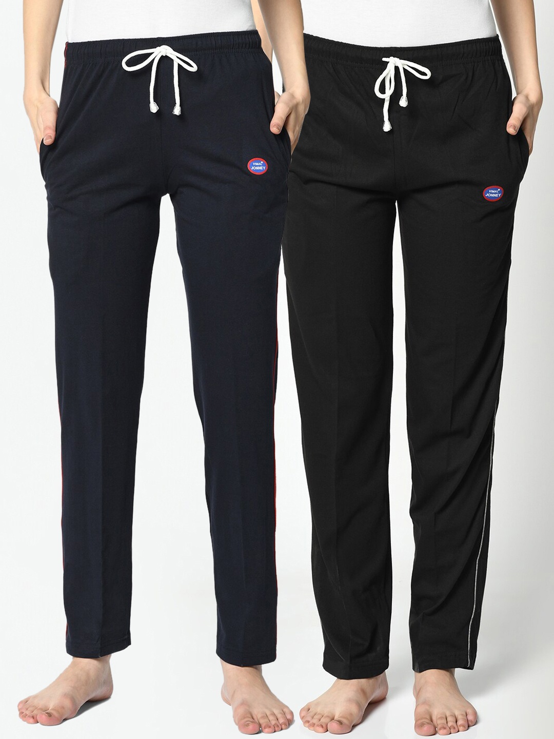 

VIMAL JONNEY Women Pack Of 2 Solid Lounge Pants, Navy blue