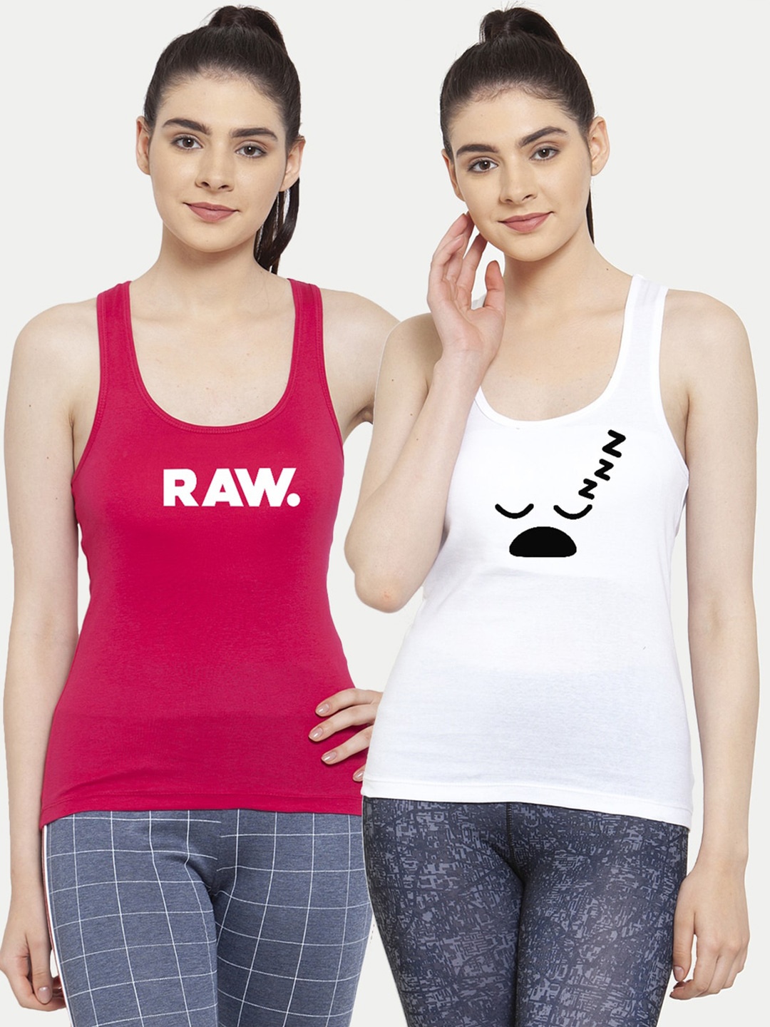 

Friskers Pack of 2 Printed Tank Tops, White