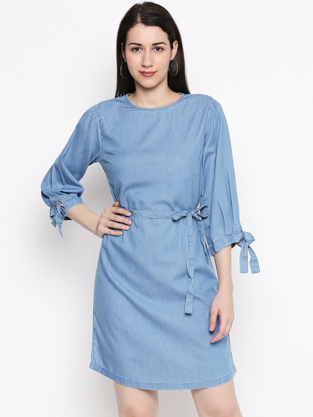 

People Blue Cotton A-Line Dress